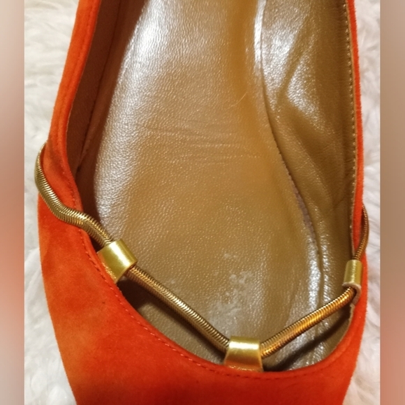 Vintage Aquazzura Firenze Italian Leather Classic Gold Chain Suede Girly Flats - Picture 2 of 9
